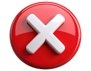 Obraz premium 3D Close Icon with Soft Shadow and Glossy Finish, Angled View, Isolated PNG