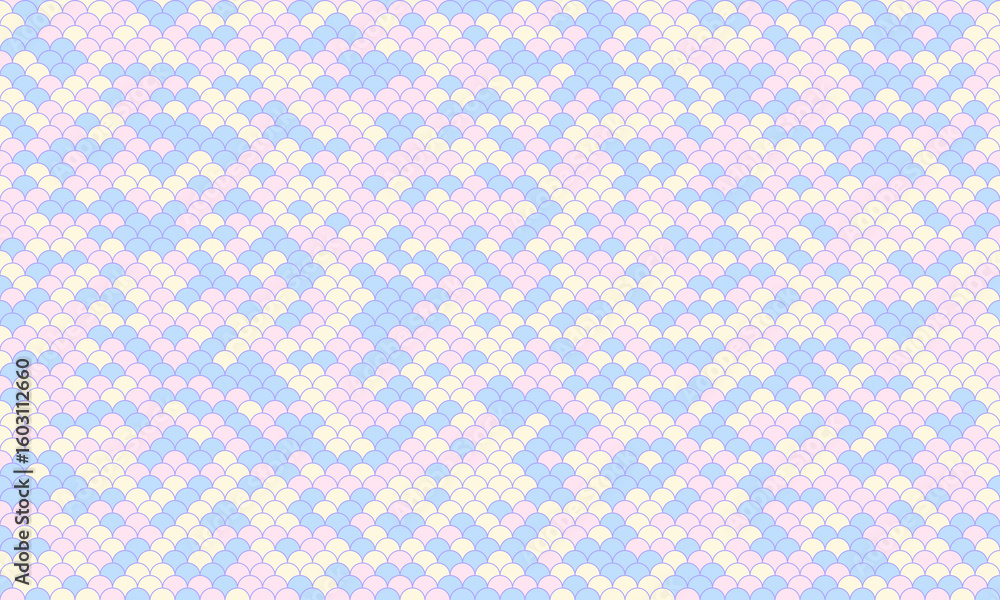 Poster pasteltoned geometric pattern featuring a seamless, repeating design of overlapping circles in soft 