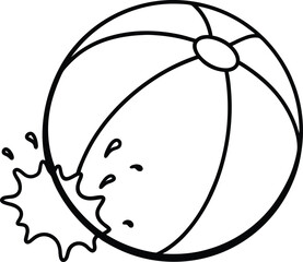 Beach Ball with Splash Outline Drawing