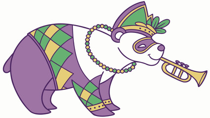 Obraz premium Sleepy Bear, set in a charming Mardi Gras theme – Fat Tuesday Festivities color vector art