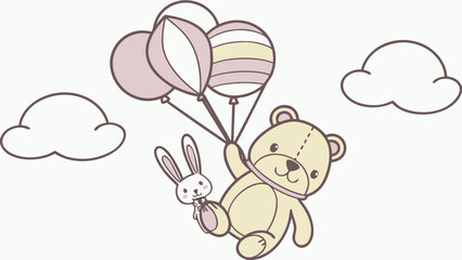 Soft Pastel themed SVG: Cheerful Bear in a Soft pastel environment