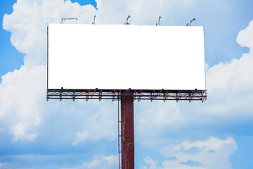 Blank billboard on blue sky