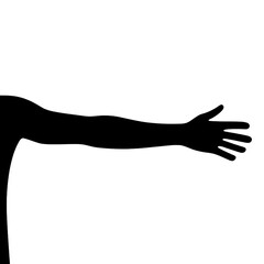 Black Silhouette of Extended Human Arm and Hand Gesture