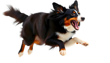 Energetic dog running studio animal photography bright background action shot playfulness