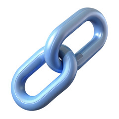 3d blue chain link isolated on transparent background