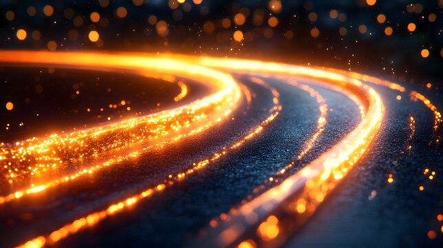 Abstract design of glowing, fiery lines on a dark surface.