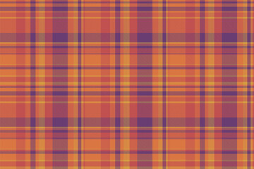 Cool textile seamless tartan, trend pattern check plaid. Woman vector texture fabric background in orange and red colors.