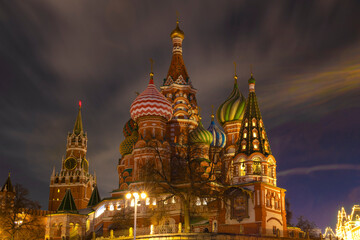 Ancient Cathedral of the Intercession of the Blessed Virgin Mary (St. Basil's Cathedral) on a late...
