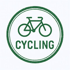 Green Cycling Bicycle Icon with Circular Outline Outdoor Sport Badge
