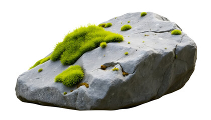 Moss-covered rock natural habitat 3d render outdoor scene close-up nature concept