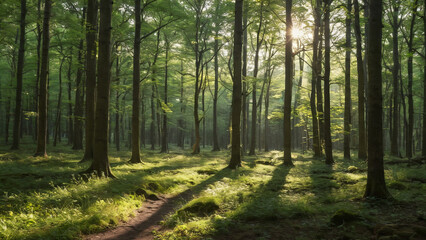 Obraz premium Forest clearing bathed in dappled light