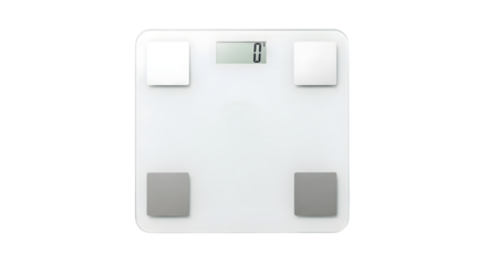 Modern white digital bathroom scale isolated on transparent background