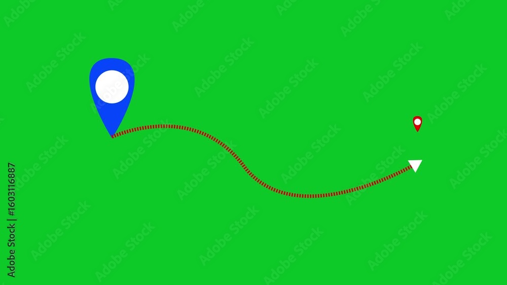 Aufkleber directional location pointer icon. two location point connection with lines on transparent on green 