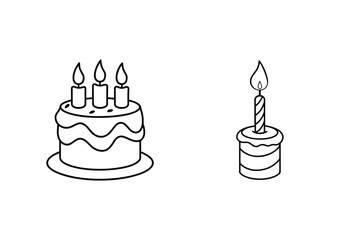 Festive cakes with burning candles birthday celebration