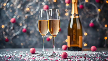 Celebration toast elegant setting champagne glasses festive atmosphere close-up view joyful moments