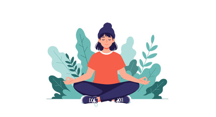 Serene Meditation: Woman in Lotus Pose Illustration