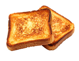 Slices of golden French toast, perfectly cooked and isolated on a white background, a classic breakfast.