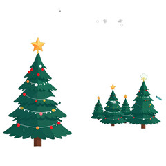 Christmas Trees Decorated With Ornaments And Lights