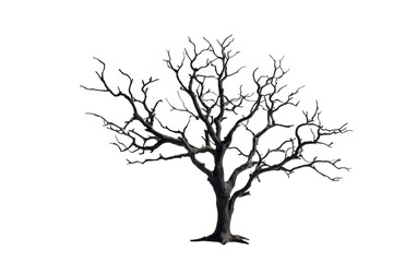 Obraz premium black dead tree isolated on white or transparent png 