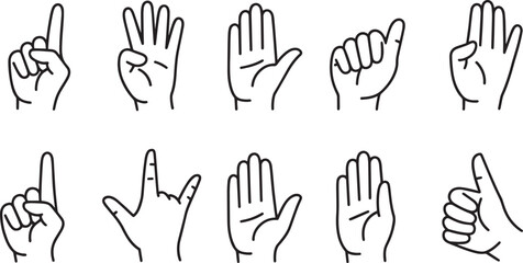 Hand Gesture Vector Set Diverse Hand Sign Collection for Communication and Expression