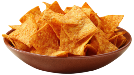 Bowl of Tortilla Chips on Transparent Background