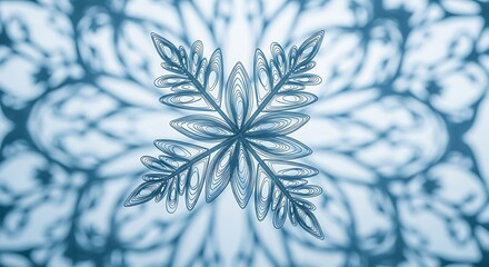 Abstract Blue Geometric Pattern with Symmetrical Leaf Design for Digital Art and Backgrounds