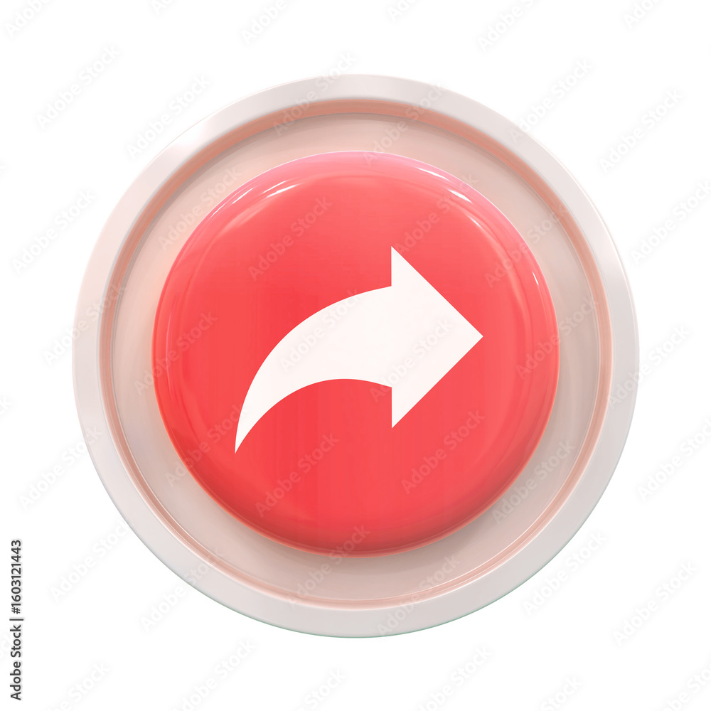 Fototapete Dynamic 3D Rendered Red Share Button Essential User Interface Element for Modern Digital Communication and Online Connectivity, Facilitating Seamless Content Sharing.