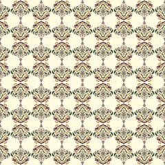 Obraz premium Hand drawn tribal seamless pattern, Colorful cultural symbolism, ideal for textile, fashion, and graphic design, illustration wallpaper