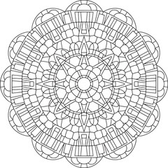 Meditative mandala circle silhouette line art royalty free premium quality