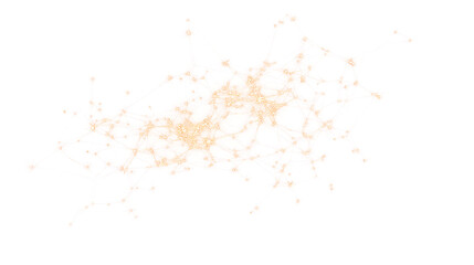 Glowing neural network cluster with branching connections isolated on transparent background