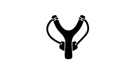A silhouette of a slingshot against a plain background.