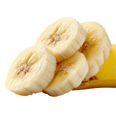 Close-Up of Fresh Banana Slices Isolated 