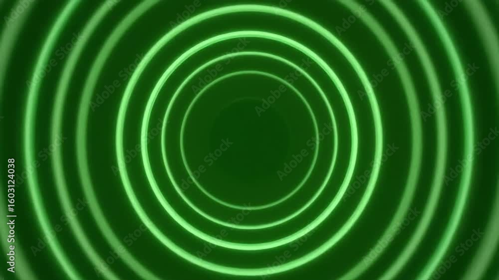 Poster vibrant green circular tunnel design with concentric rings creating a sense of depth and motion