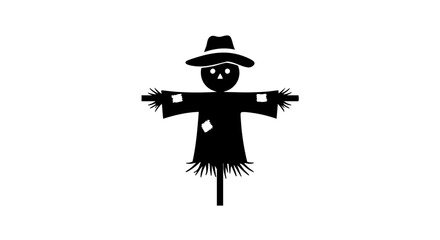 A black and white artistic scarecrow design.