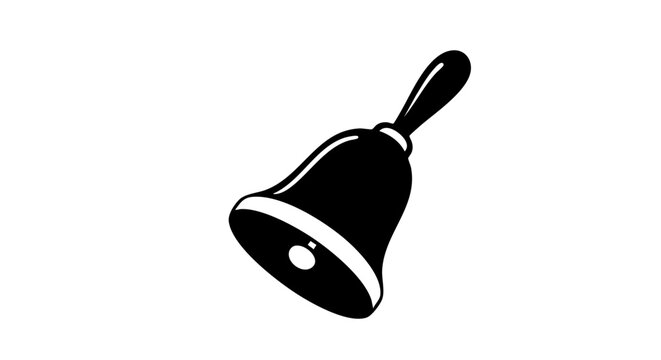 An image of a classic hand bell in black and white, perfect for designs related to holidays and celebrations.