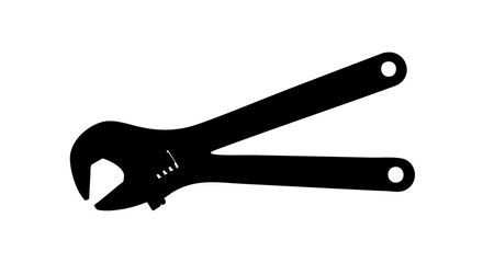 Obraz premium An adjustable wrench silhouette on a background.
