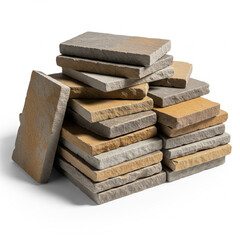 A stack of concrete tiles isolated on white