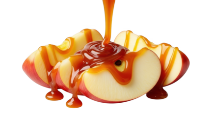 Delicious Caramel Apple Slices PNG Sweet Dessert Treat PNG Festive Snack PNG Autumn Flavor PNG