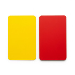 A yellow and red card isolated on white. Football concept