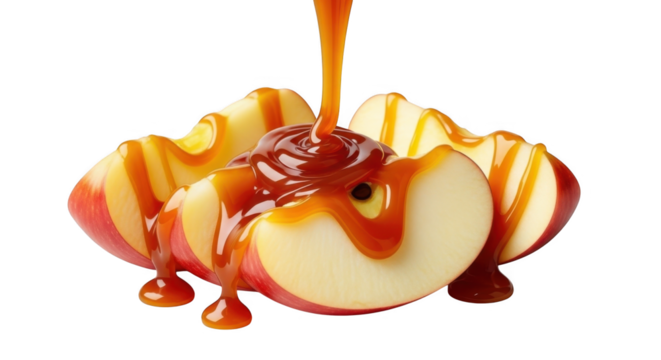 Delicious Caramel Apple Slices PNG Sweet Dessert Treat PNG Festive Snack PNG Autumn Flavor PNG