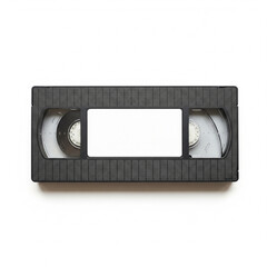Obraz premium A vintage VHS tape with a plain white blank label isolated on white