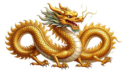 Obraz premium Golden dragon illustration