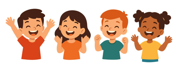 Cheerful kids happy boy girl joyful child character vector illustration design for template poster flyer background lifestyle childhood family artwork activity concept