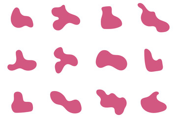 Fototapeta premium Modern abstract organic blob shapes set. Vector collection of pink fluid, liquid, amoeba-like forms for graphic design