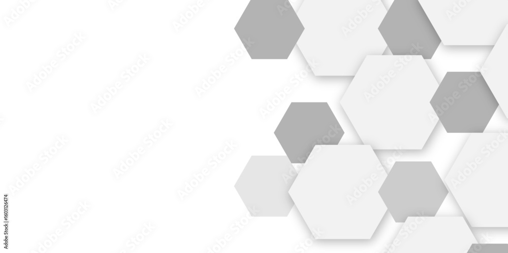 Poster abstract technology grey geometric hexagon on transparent concept design honeycomb shape vector.
