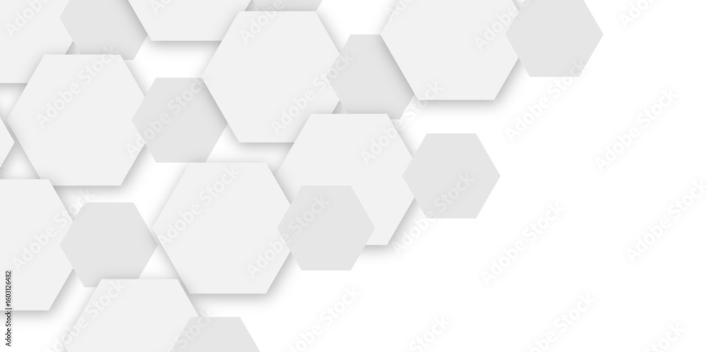 Poster abstract technology grey geometric hexagon on transparent concept design honeycomb shape vector.