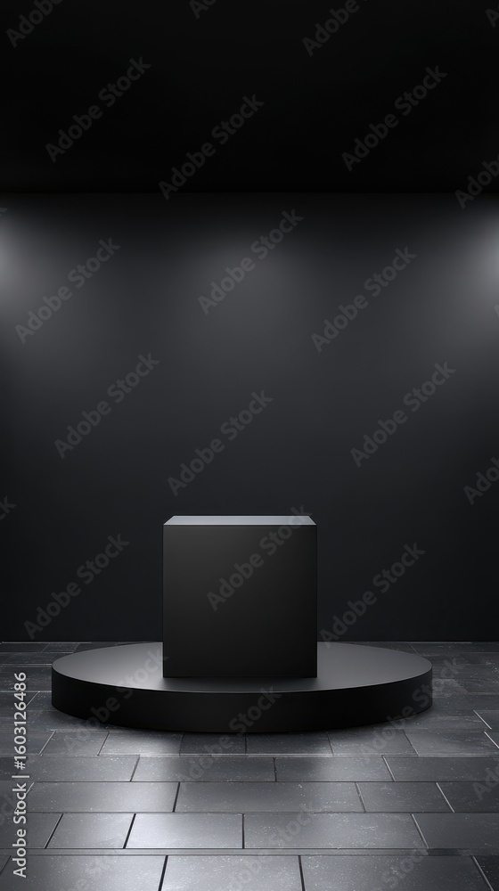 Aufkleber stunning photo of black cube podium empty product box 3d background stage with modern square present