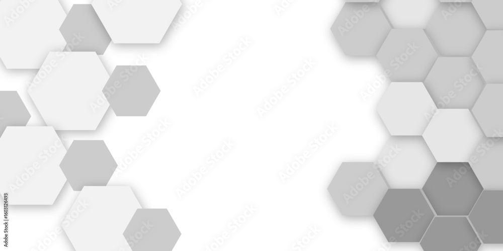 Poster abstract technology grey geometric hexagon on transparent concept design honeycomb shape vector.