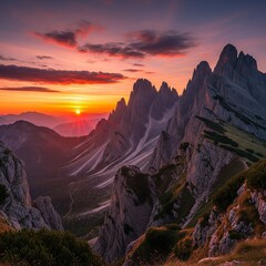 Naklejka premium sunset in the mountains