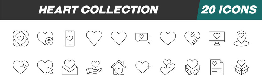 Signs of Heart for Shops and Stores. Suitable for books, stores, shops. Editable stroke in minimalistic outline style. Symbol for design